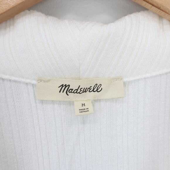 Madewell Ribbed V Neck Ribbed Polo Tee Lighthouse Ivory Size Medium NWT - Picture 4 of 8